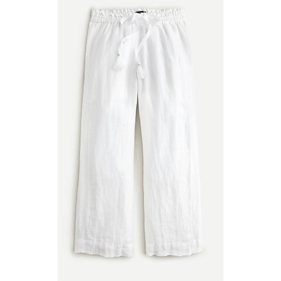 NWT J.Crew Blue Drawstring Linen Pants - Picture 3 of 5